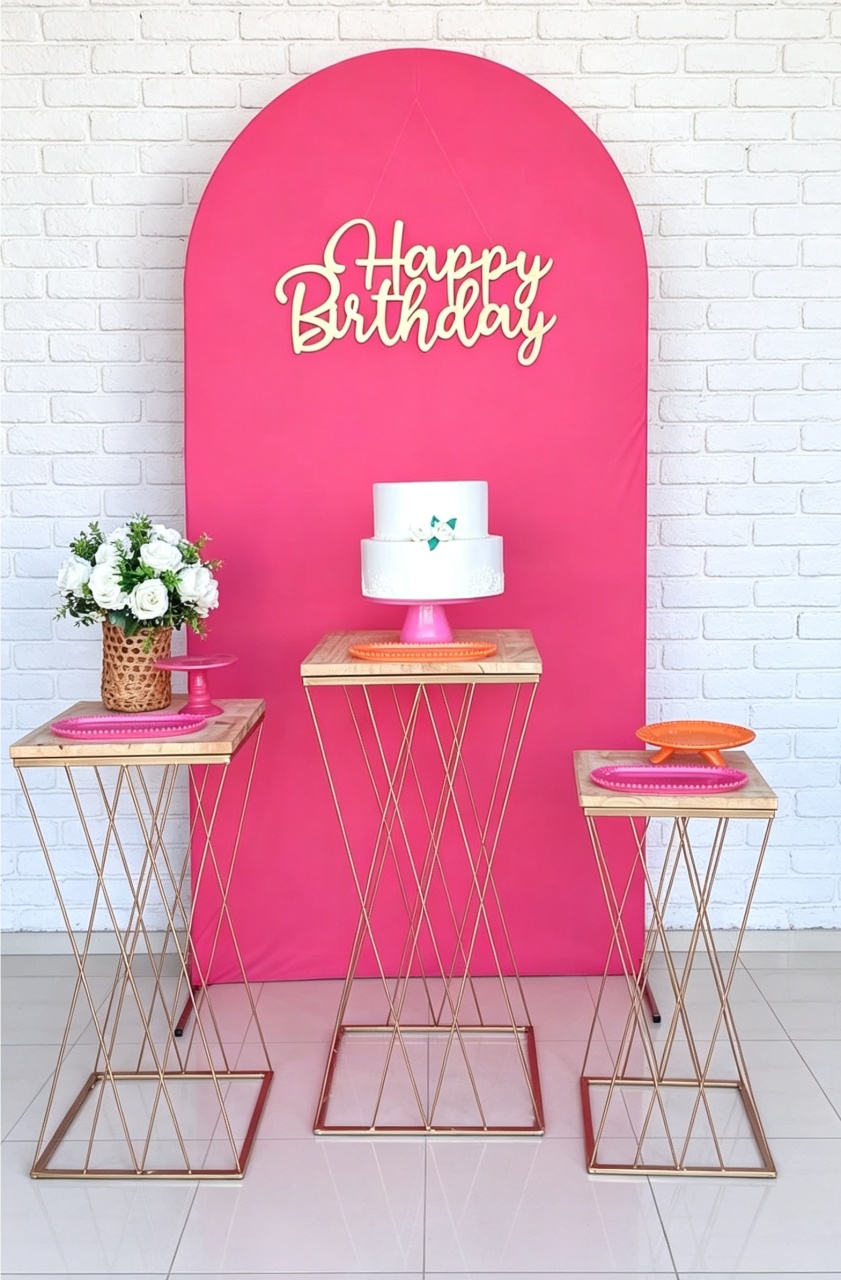 Happy Birthday - Rosa Pink Com Laranja - Ge Farias Pegue e Monte