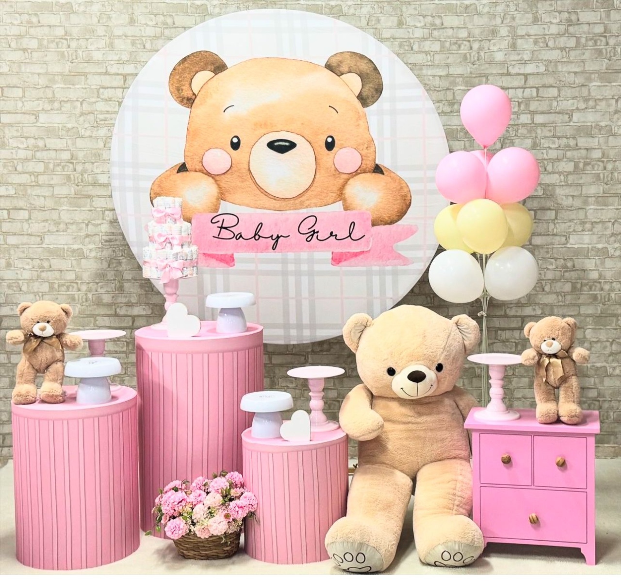 Cha de Bebe Urso Rosa - Decorafestacm