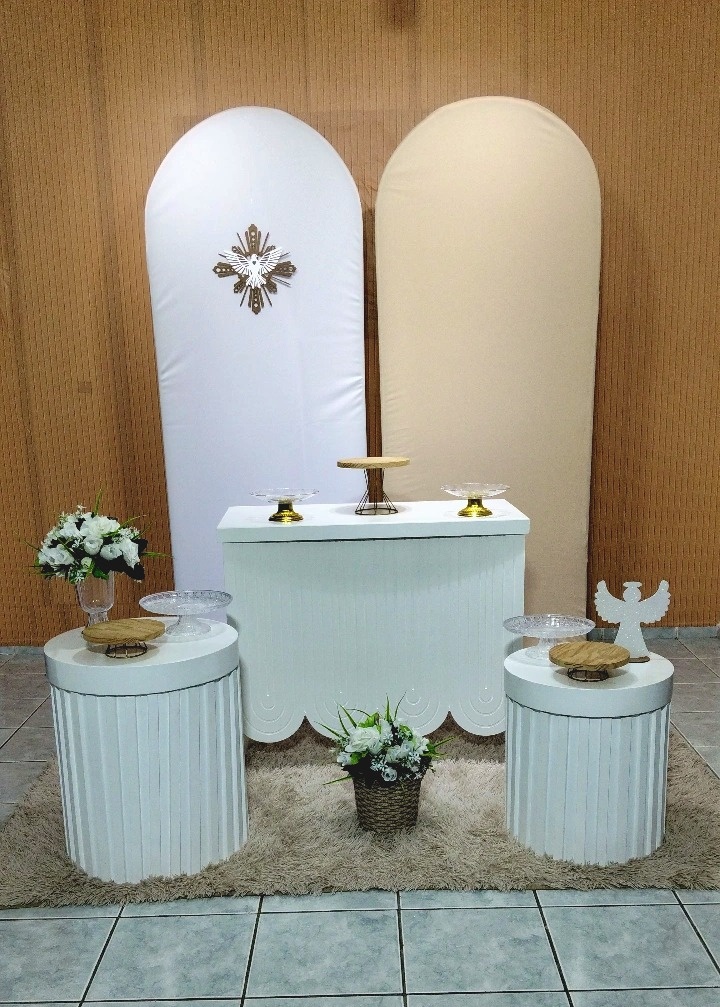 Batizado Bege E Branco - lu pegue e montee