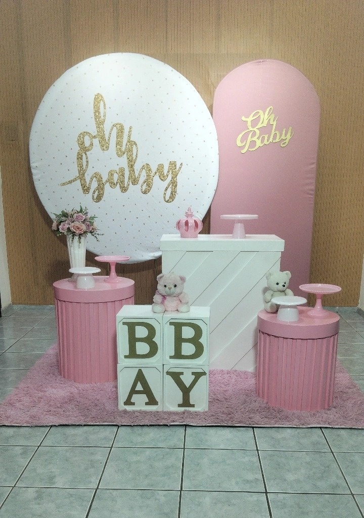 Oh Baby Branco Com Rosa - lu pegue e montee
