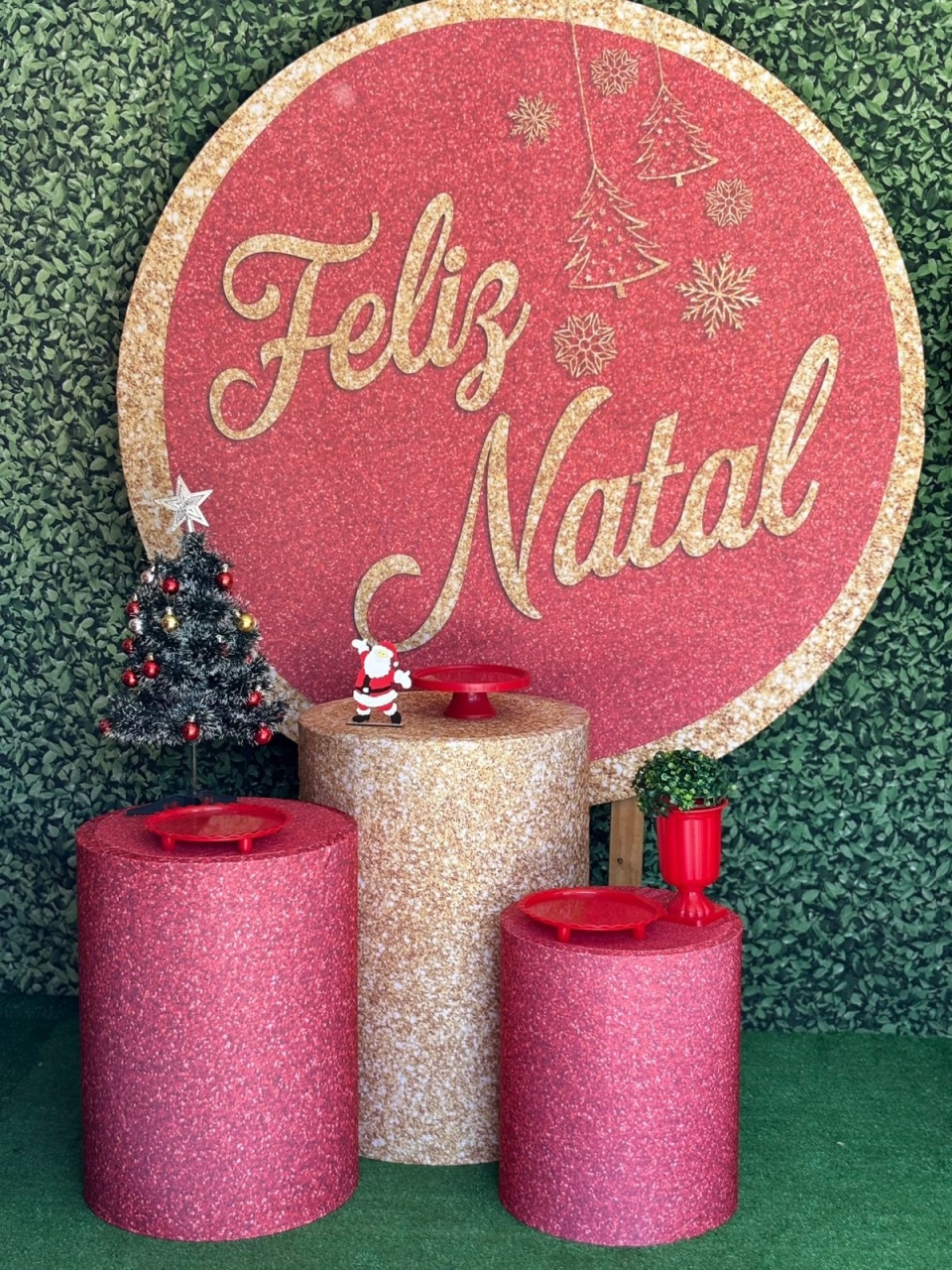 Natal Feliz Natal Vermelho E Dourado - Mãe&filhas