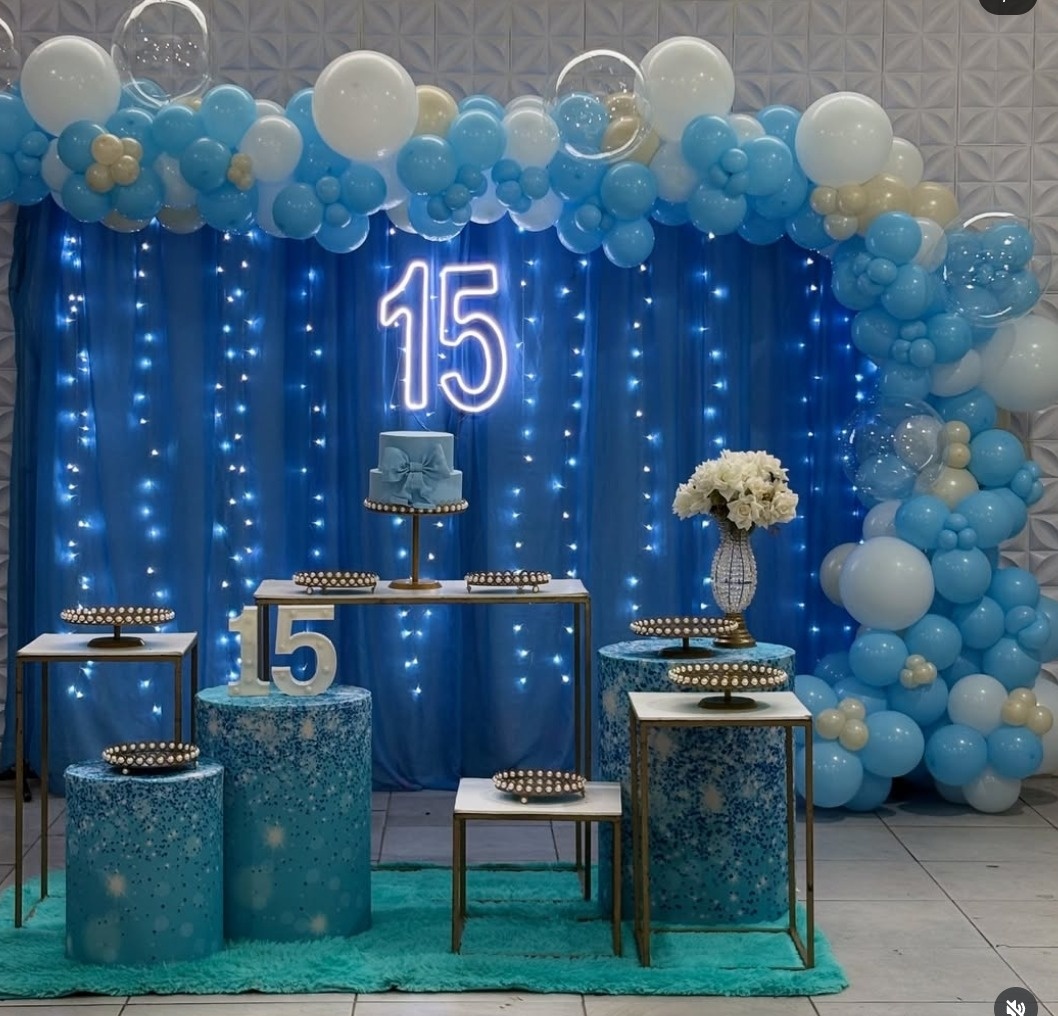 15 Anos Azul Com Led - Mãe&filhas