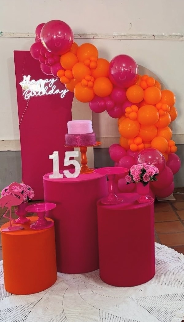 15 Anos Rosa Pink Com Laranja - Mãe&filhas