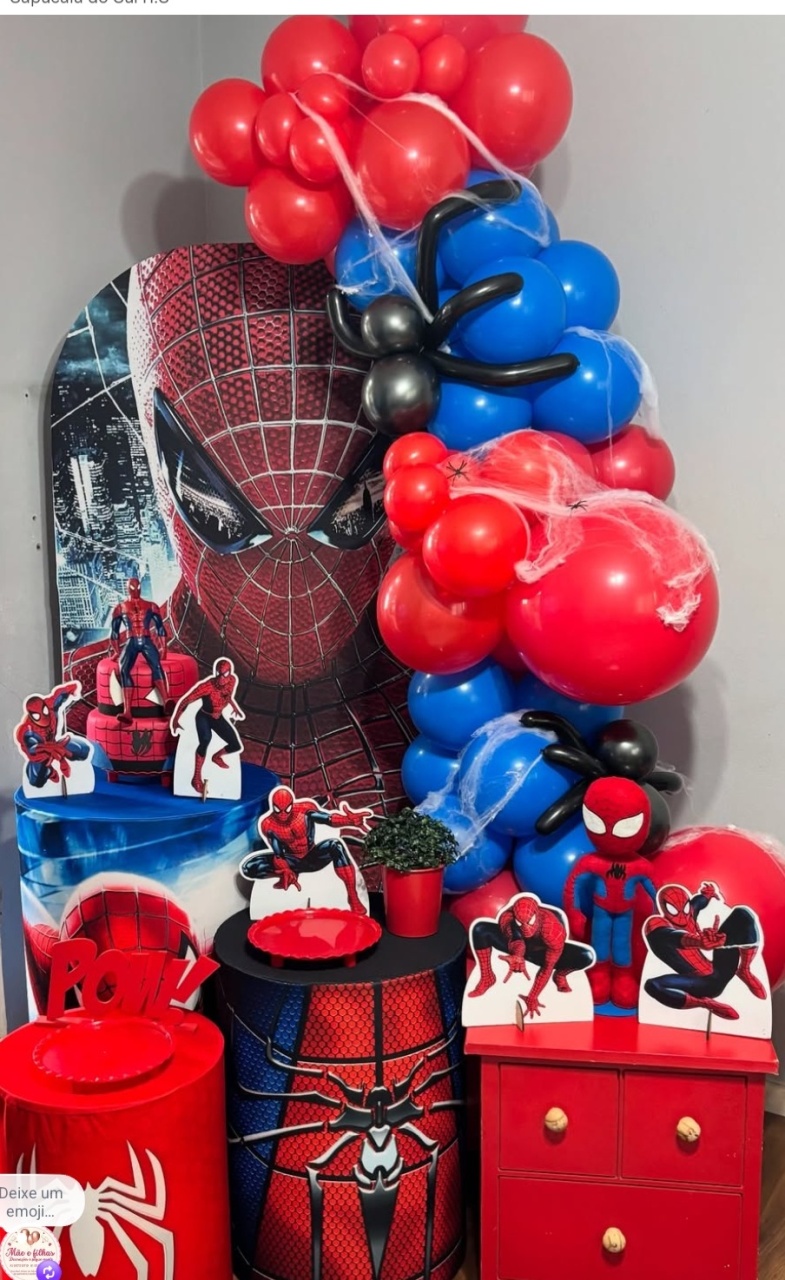 Homem Aranha Com Balões  - Mãe&filhas