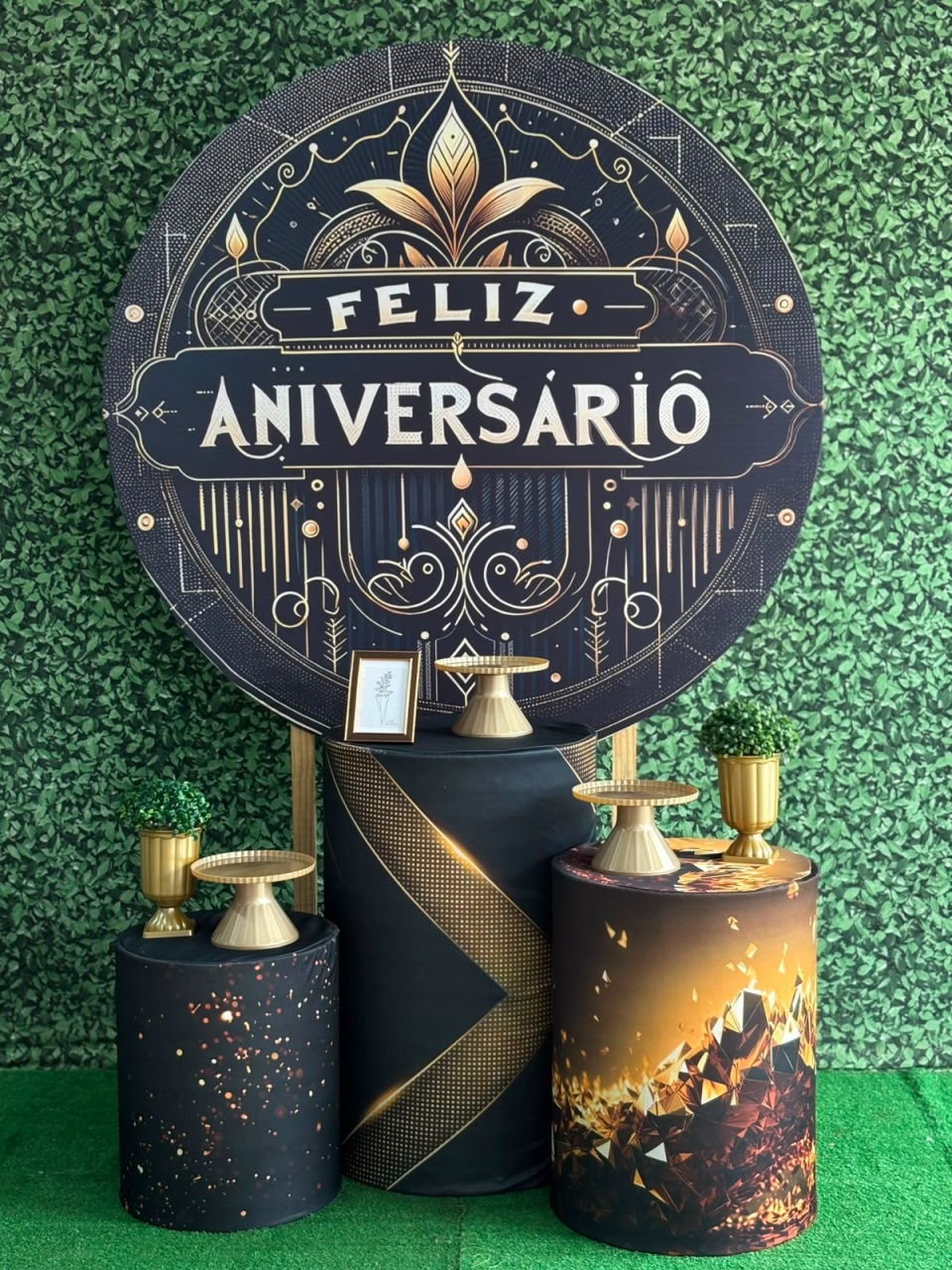 Pm Feliz Aniversario Preto/Painel - Mãe&filhas