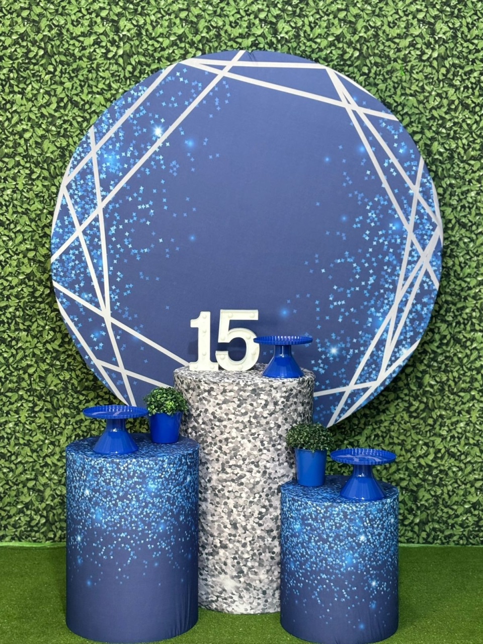 Azul Com Glitter Prata Pegue E Monte - Mãe&filhas