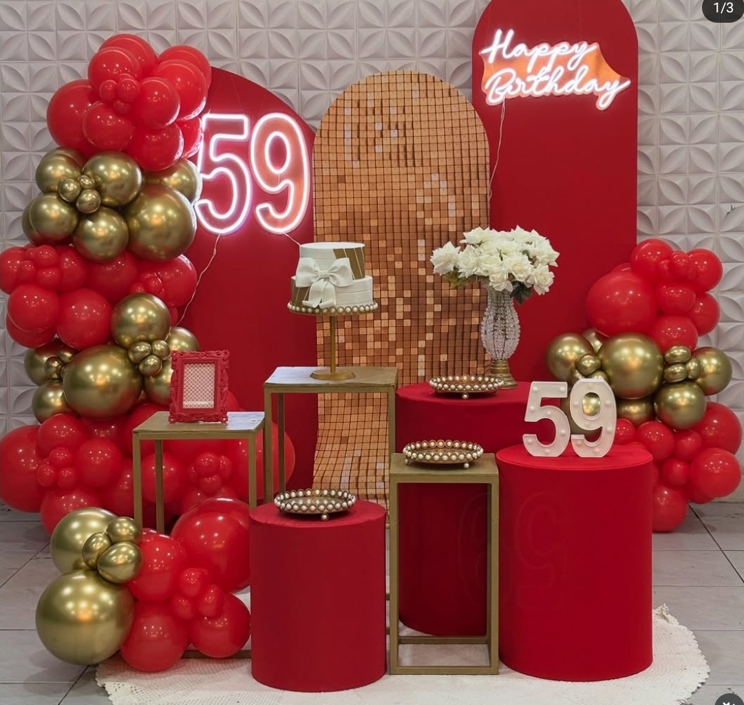 Decoração Vermelho Com Dourado - Mãe&filhas