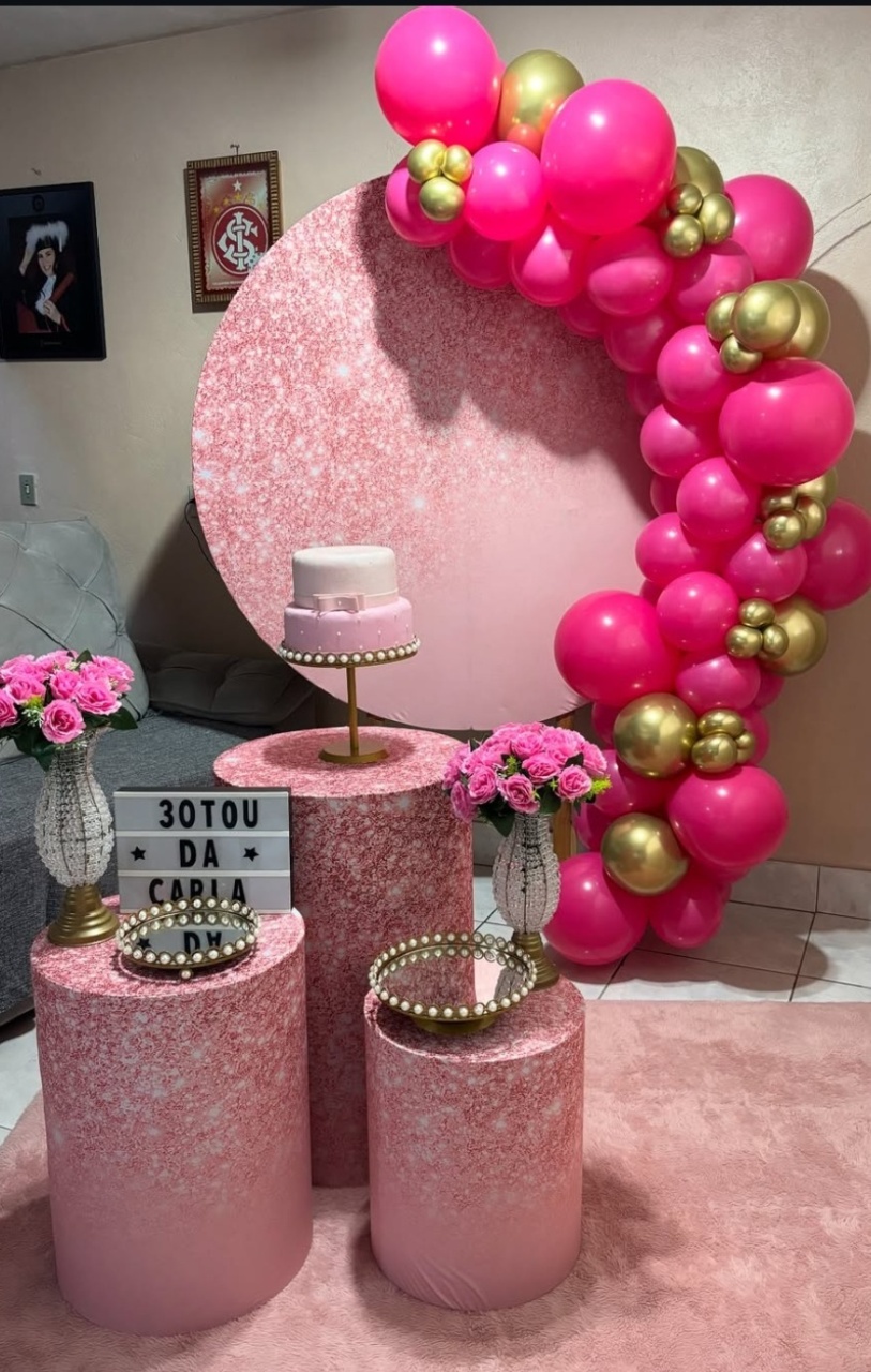Rosa Com Glitter Decoração  - Mãe&filhas