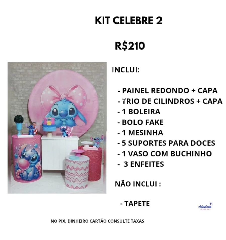 Opções de Kits Promocionais  Comemore 2 - ADAELSON LOCAÇÕES