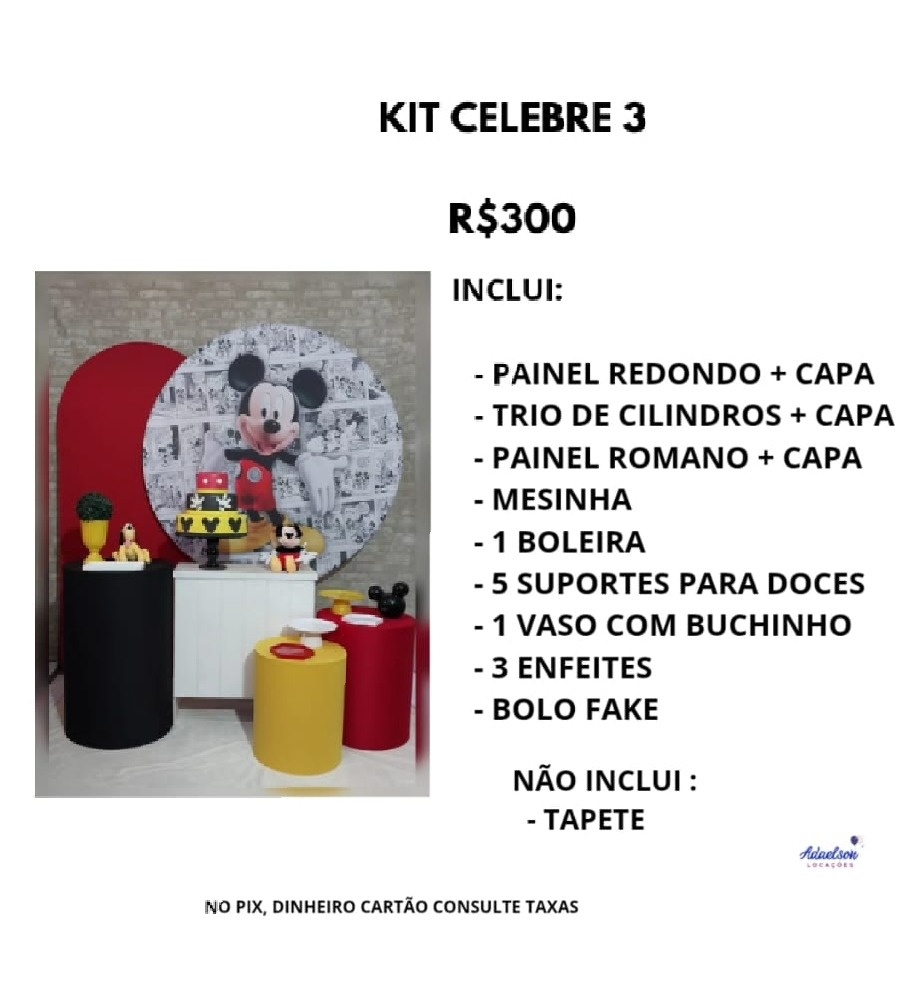 Opções de Kits Promocionais Comemore 3 - ADAELSON LOCAÇÕES