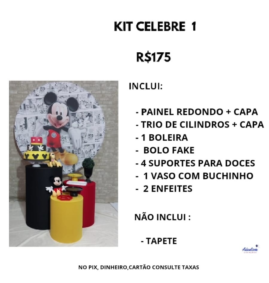 Opções de Kits Promocionais  Comemore 1 - ADAELSON LOCAÇÕES
