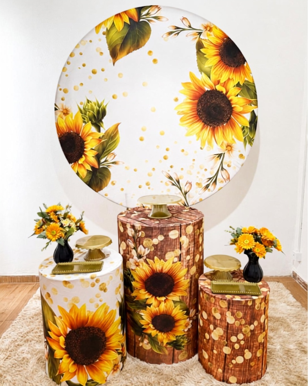 Kit Girassol Branco Com Dourado  - CRISOLIVEIRA FEST