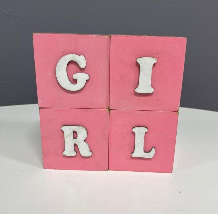 Cubos de Mesa Mdf - Girl (Rosa) - Festa e Arte Decorações
