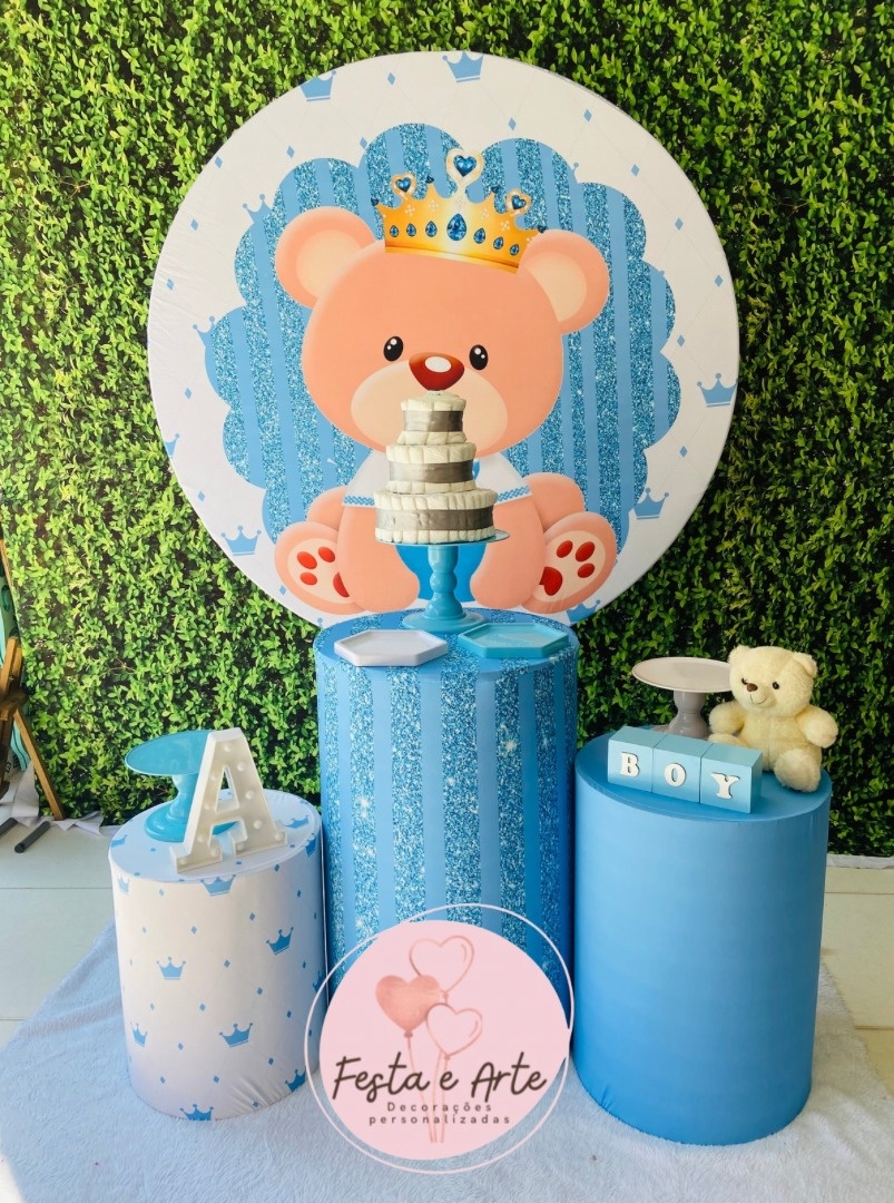 Chá de Bebê - Urso Azul - Festa e Arte Decorações