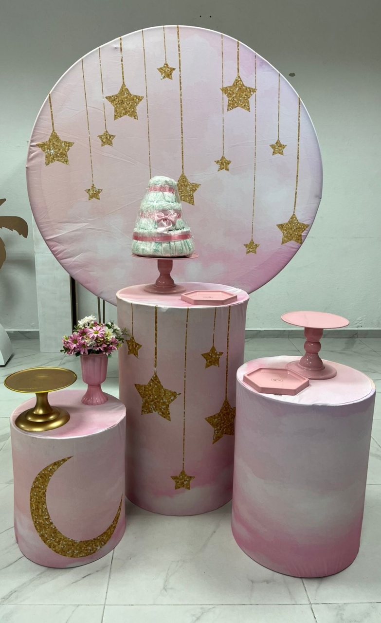 Estrelas Rosa E Dourado - Festa e Arte Decorações