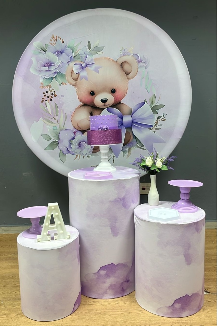 Chá de Bebê - Ursinha Lilás - Festa e Arte Decorações