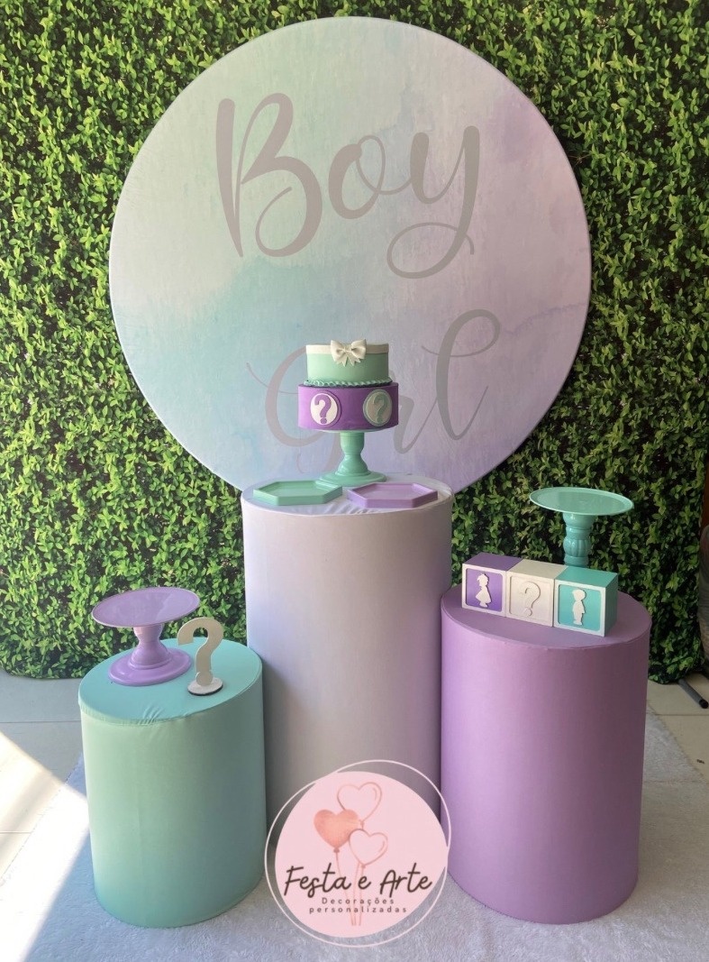 Chá Revelação - Lilás E Verde - Festa e Arte Decorações