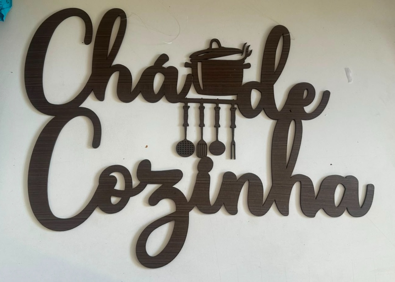 Display Letreiro Mdf - Chá de Cozinha (Marrom) - Festa e Arte Decorações