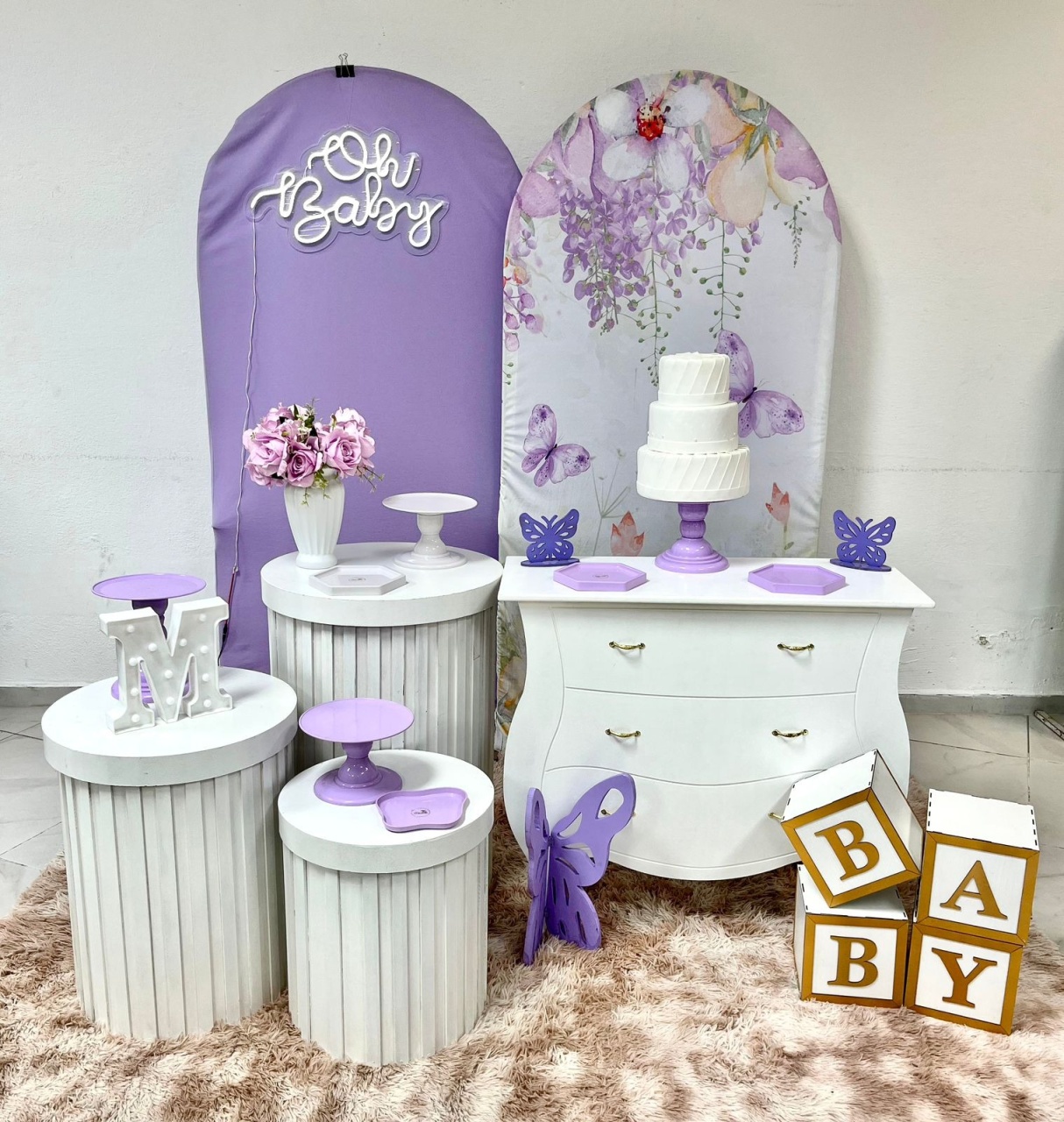 Chá de Bebê Ll (Lilas-Borboleta) - Festa e Arte Decorações