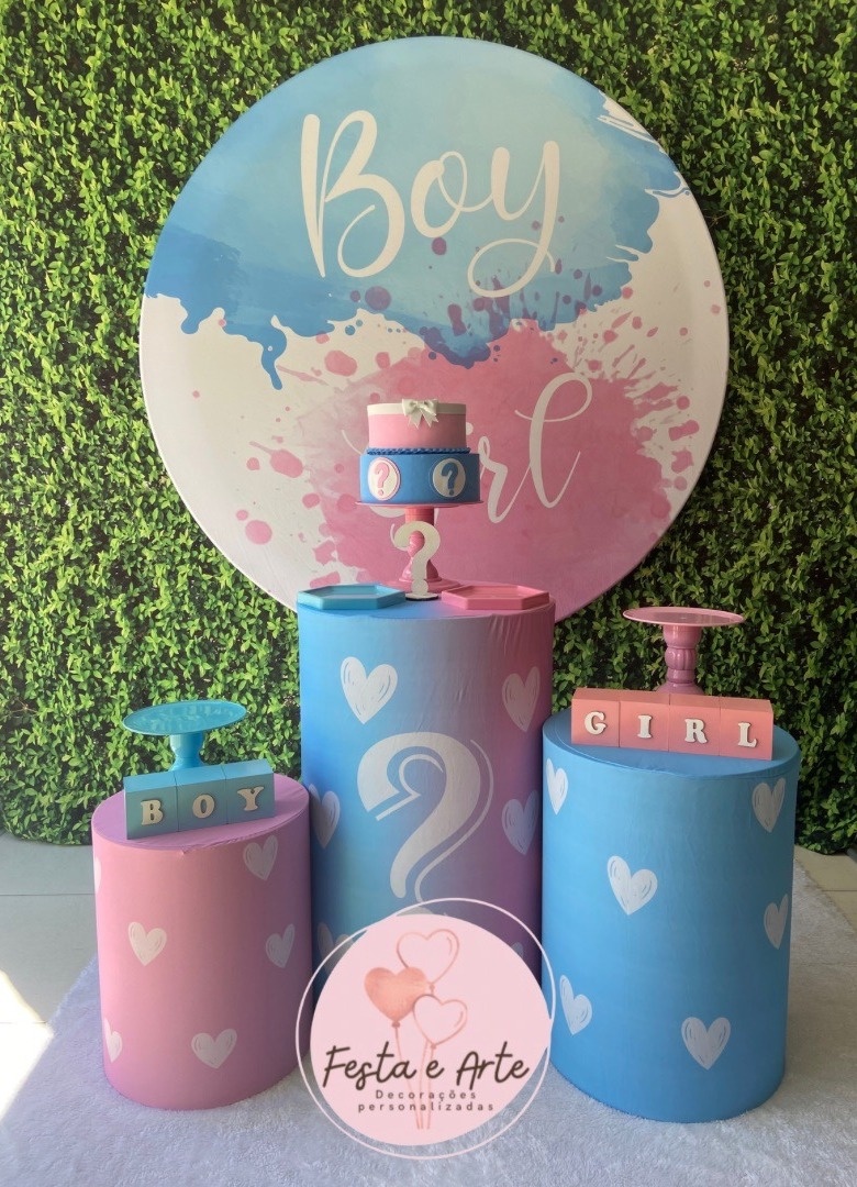 Chá Revelação - Rosa E Azul - Festa e Arte Decorações