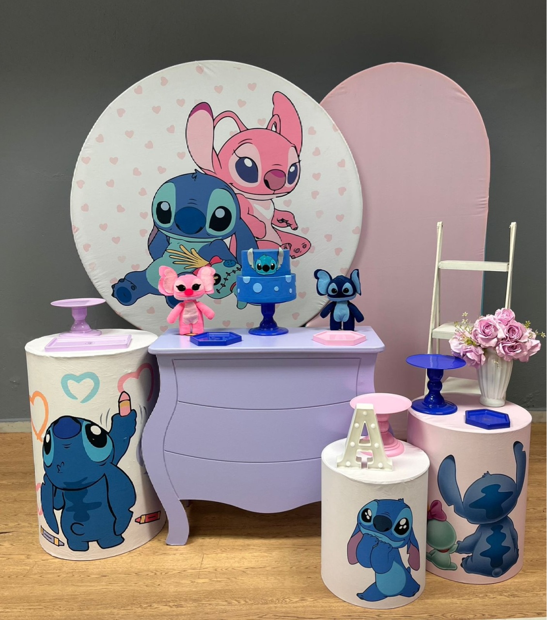 Stitch E Angel Ll - Ouro - Festa e Arte Decorações