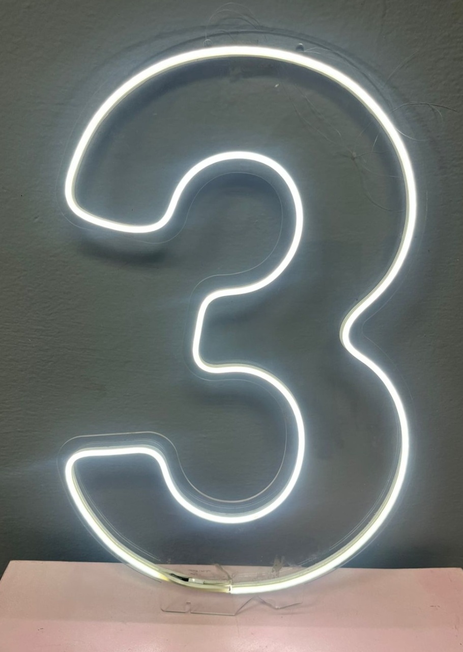 Numero Em Led 3 (Branco Frio) - Festa e Arte Decorações
