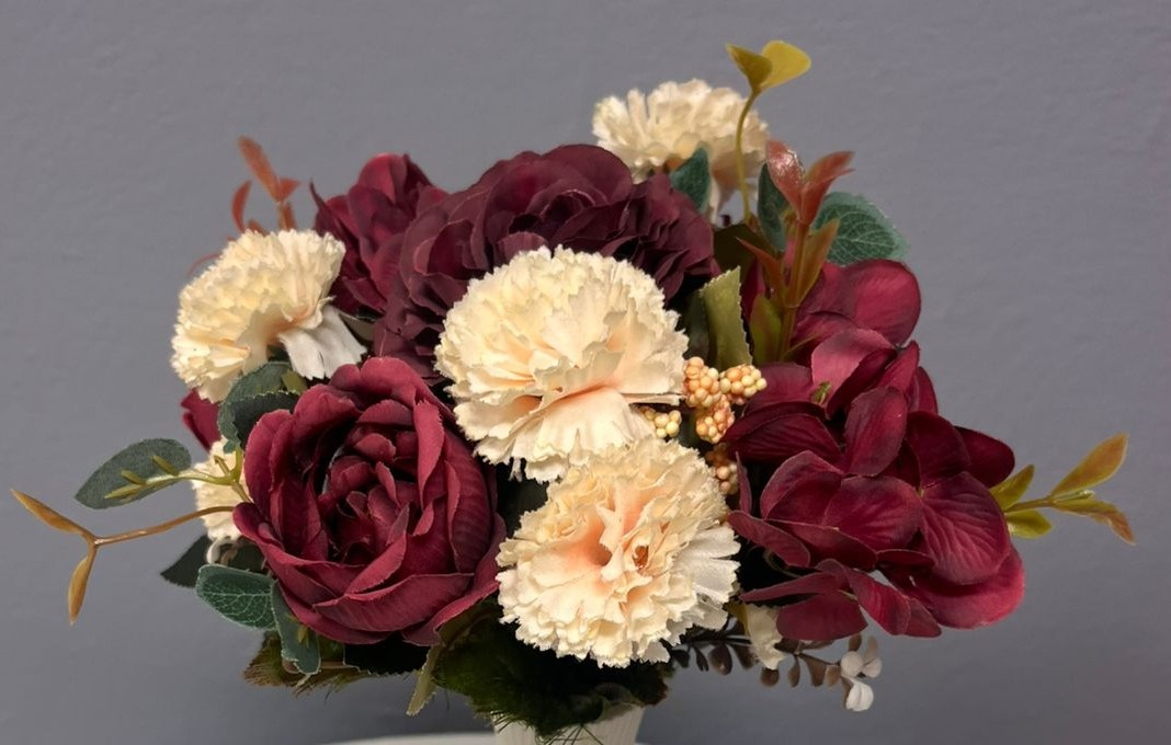 Flor (Buquê) - Rosas Bordô/Marsala - Festa e Arte Decorações