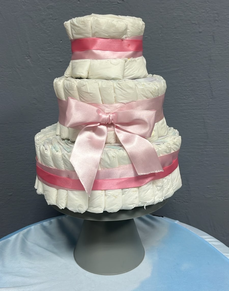 Bolo de Fraldas - Rosa - Festa e Arte Decorações