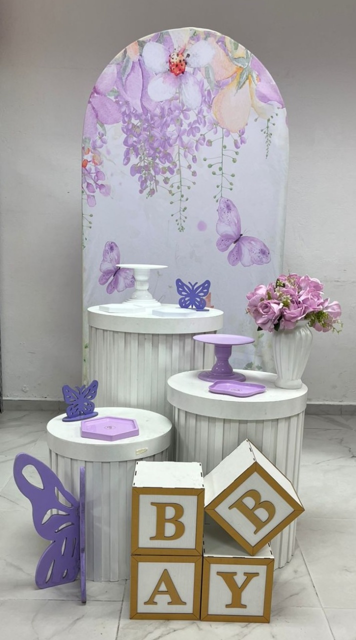 Chá de Bebê -  Borboleta Lilás - Festa e Arte Decorações
