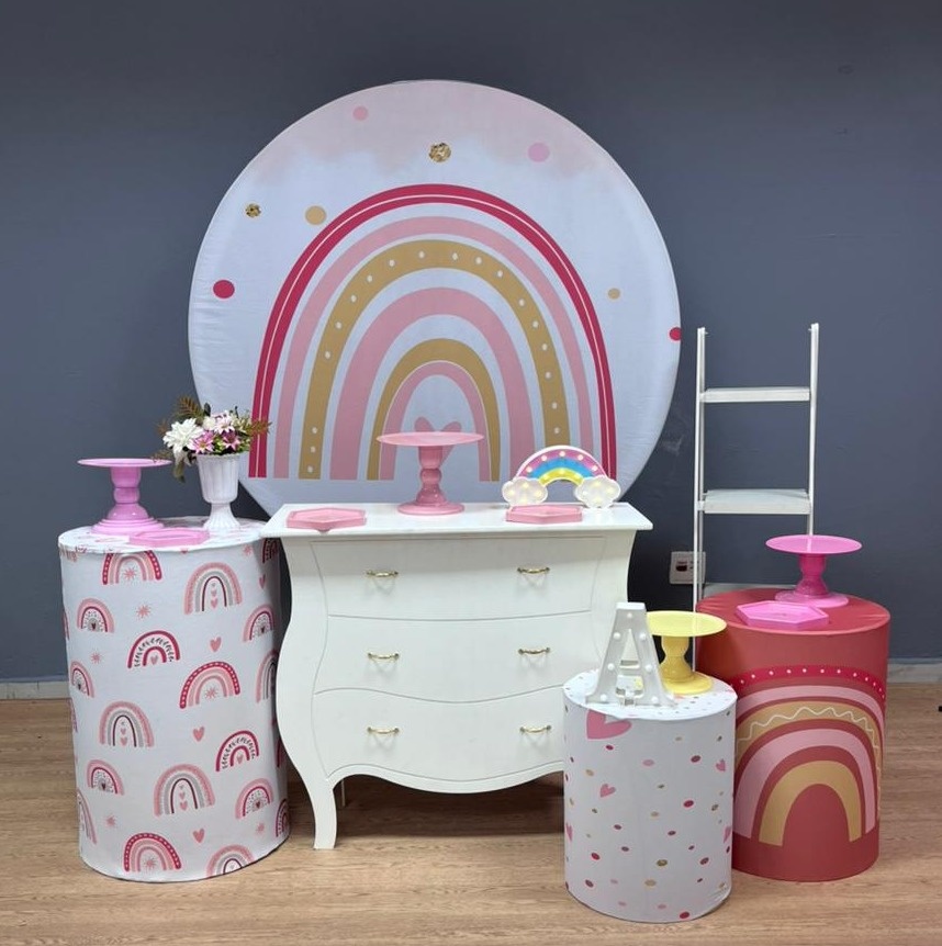 Arco Íris Boho (Rosa) - Prata  - Festa e Arte Decorações