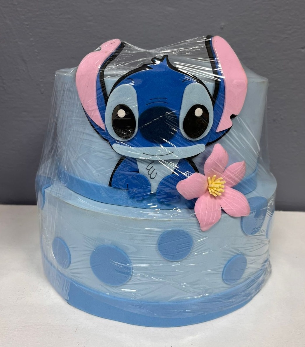 Bolo Fake - Stitch Azul Claro - Festa e Arte Decorações