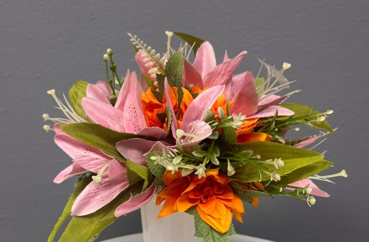 Flor - Tropical Pequeno Rosa E Laranja  - Festa e Arte Decorações