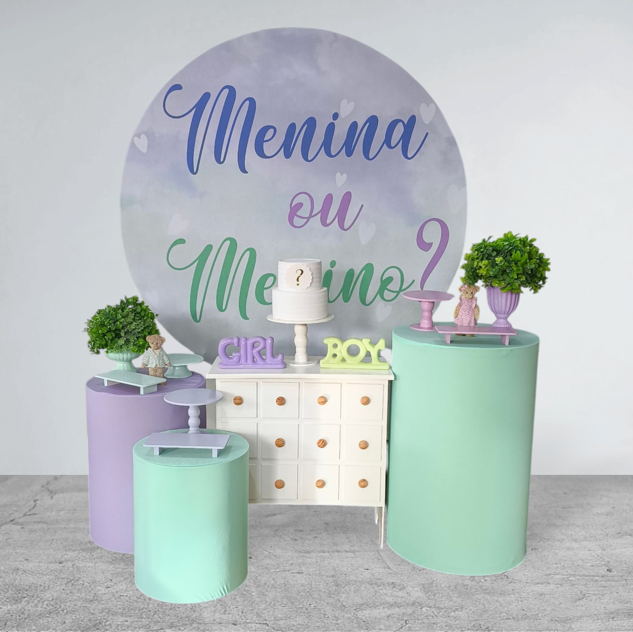 Kit Encanto Chá Revelação Lilas Com Verde - Detalhes