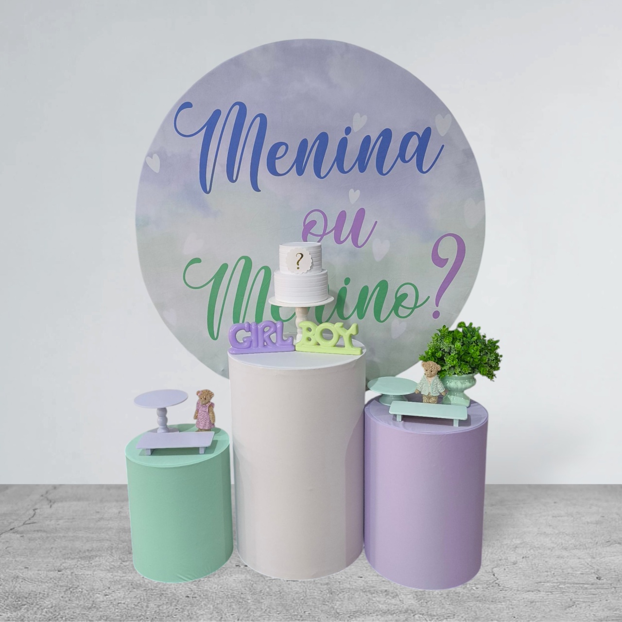 Kit Ouro Chá Revelação Verde Com Lilas  - Detalhes