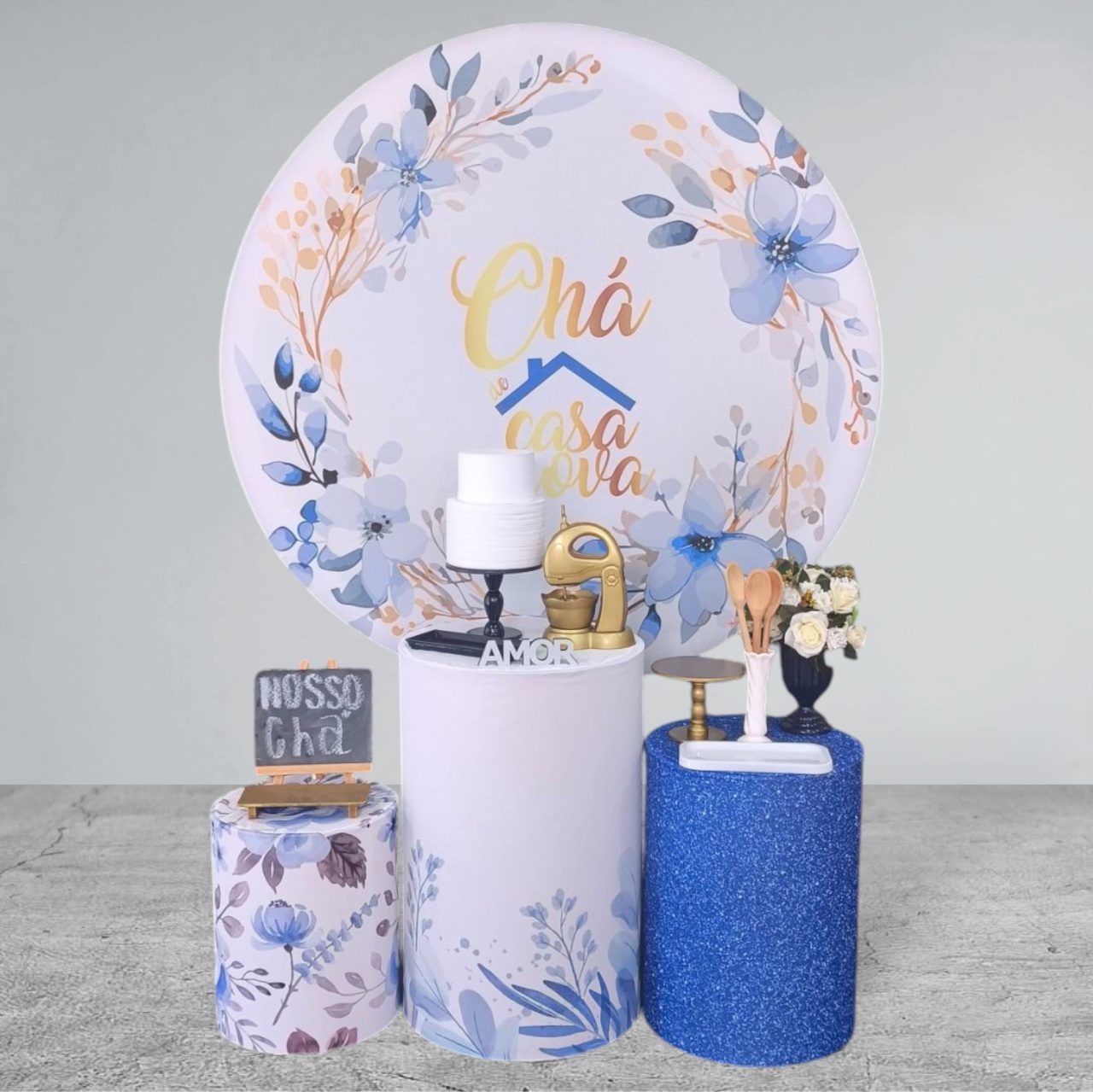 Kit Ouro Chá de Casa Nova Azul - Detalhes