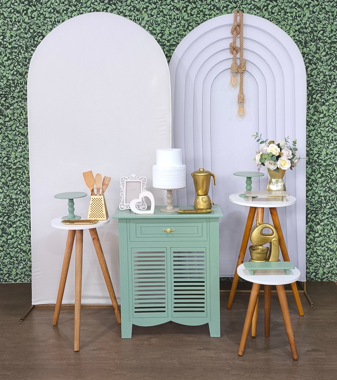Chá de Casa Nova Bege Com Verde Luxo - Detalhes