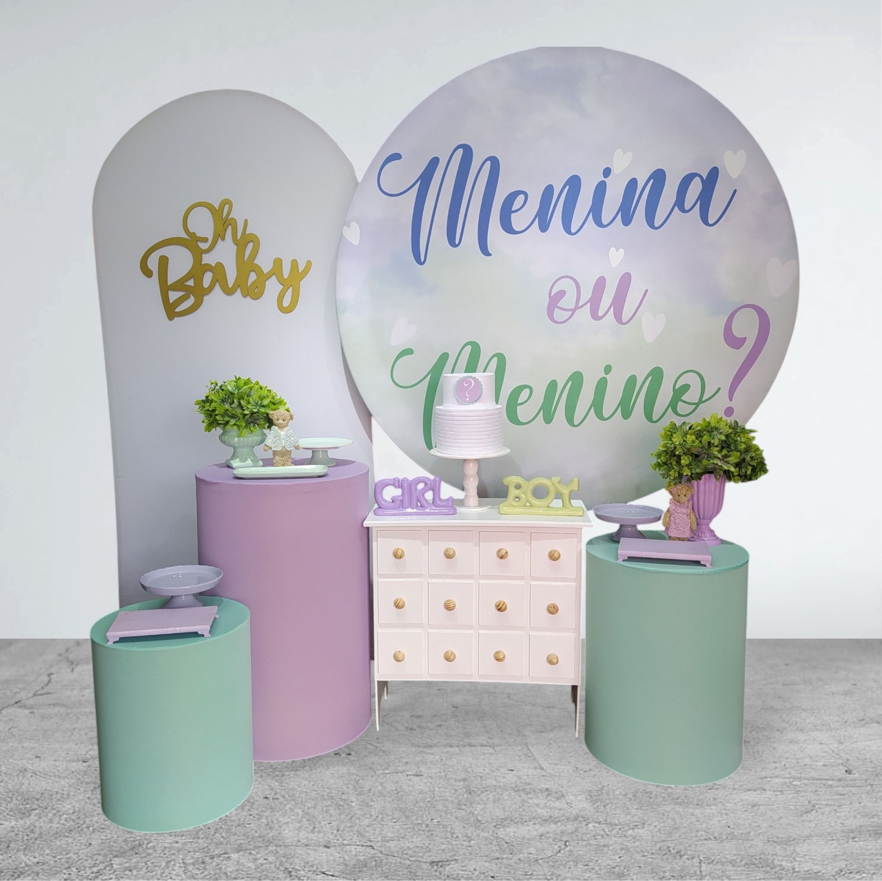 Kit Diamante Chá Revelação Lilas Com Verde - Detalhes