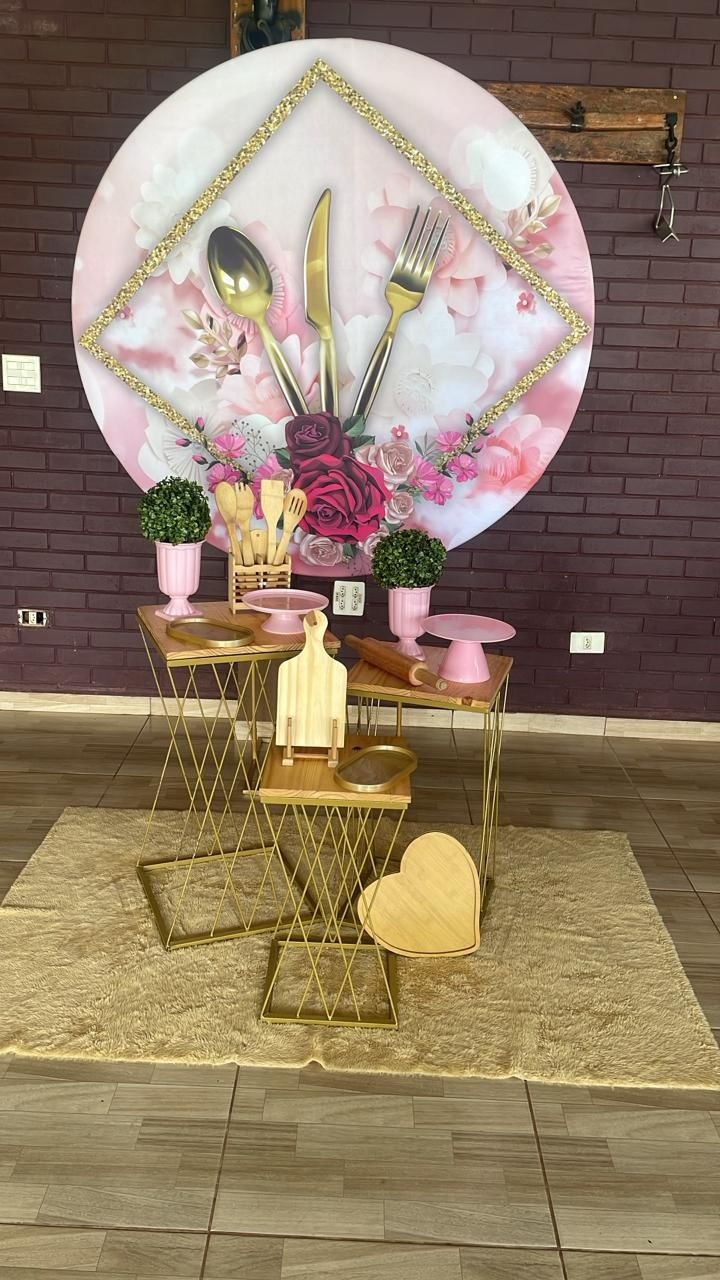 Chá de Cozinha Painel Rosa - LuaPegueMonte