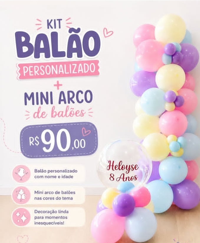 Kit Balão Mini Arco E Personalizado - LuaPegueMonte