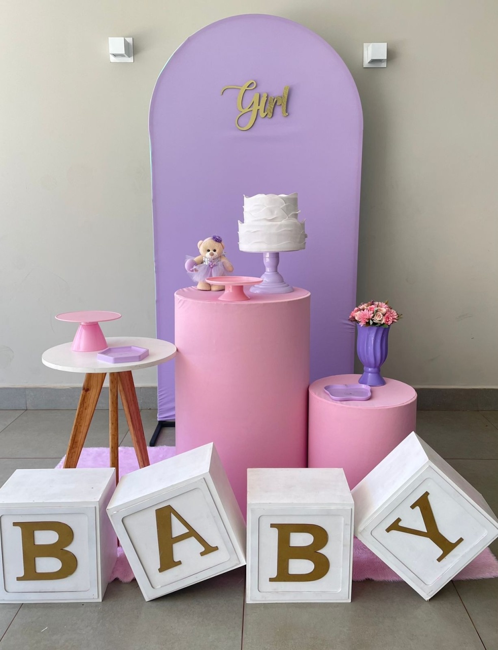 Chá de Bebê Lilás E Rosa - LuaPegueMonte