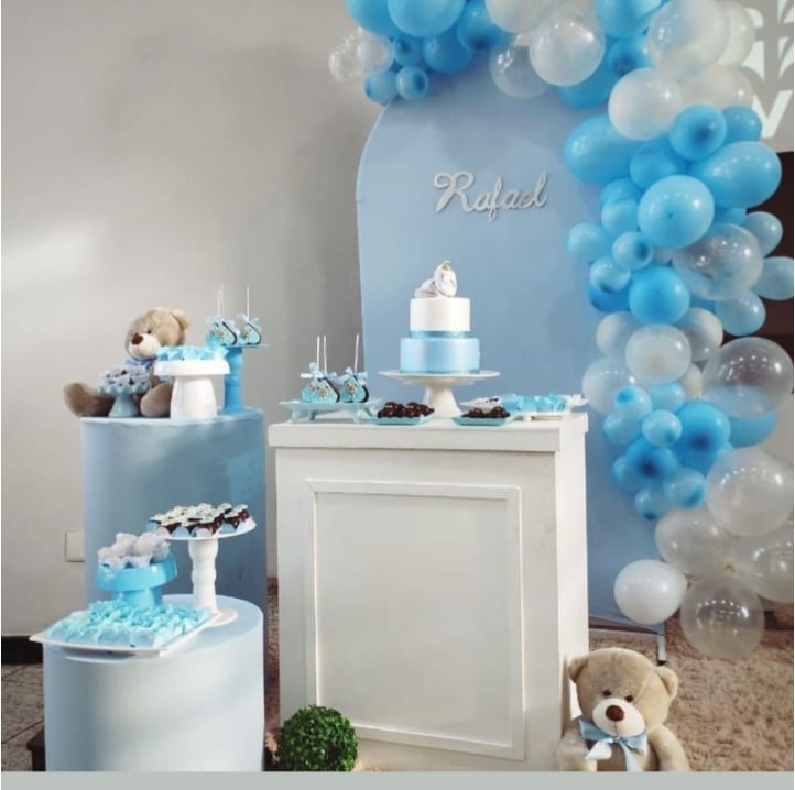 Cha de Bebe Azul Com Mesa Fake - Luli Pegue e monte 
