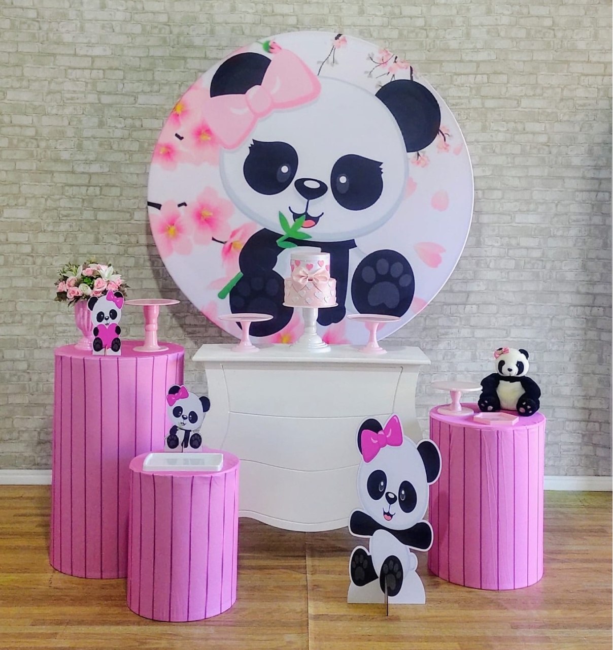 Ursinha Panda Rosa Kit Ouro  - DFEST PEGUE E MONTE