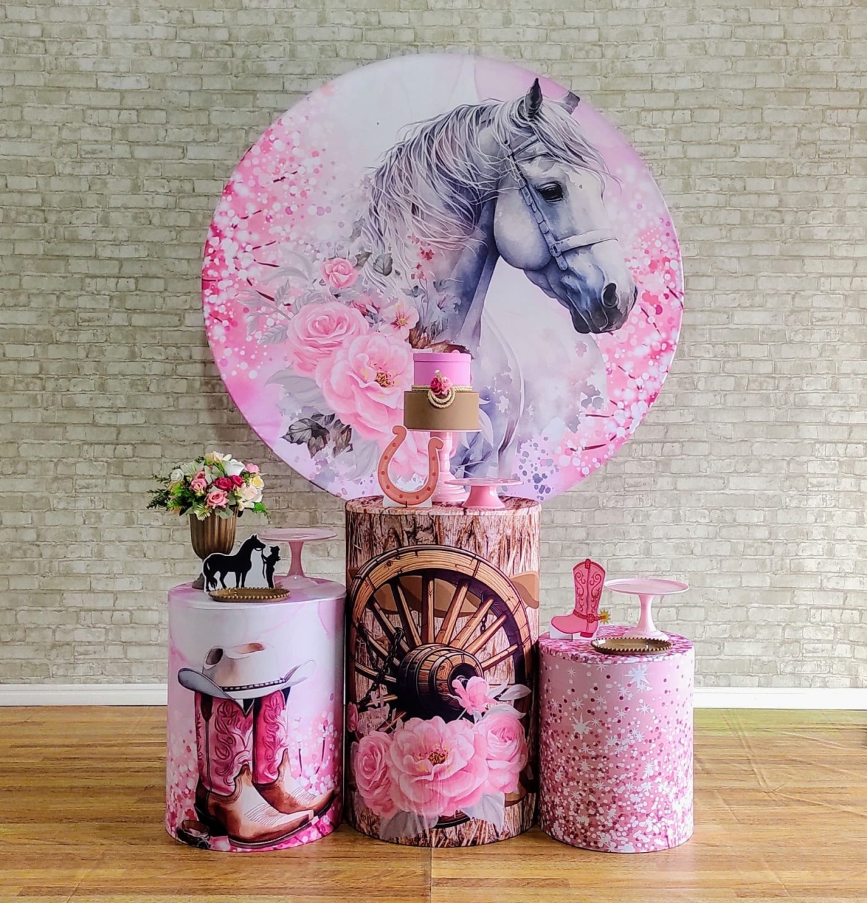 Cavalo Rosa Kit Prata     - DFEST PEGUE E MONTE