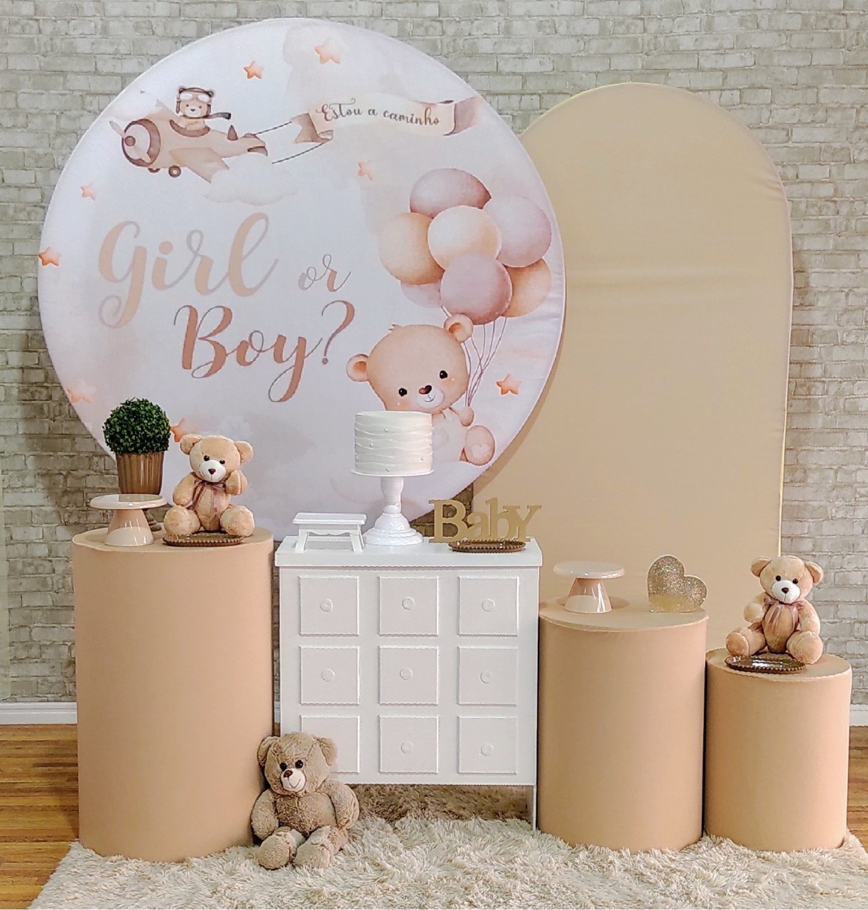 Chá Revelação Boy Ou Girl Bege 5 - DFEST PEGUE E MONTE