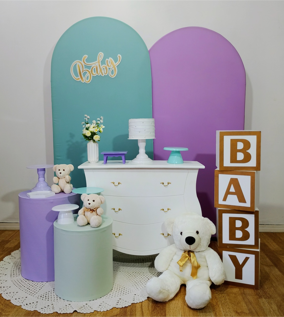 Chá de Bebê Lilás Com Verde 3 - DFEST PEGUE E MONTE
