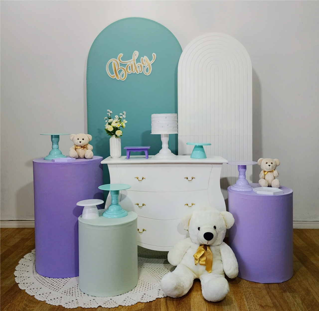 Chá de Bebê Lilás Com Verde - DFEST PEGUE E MONTE