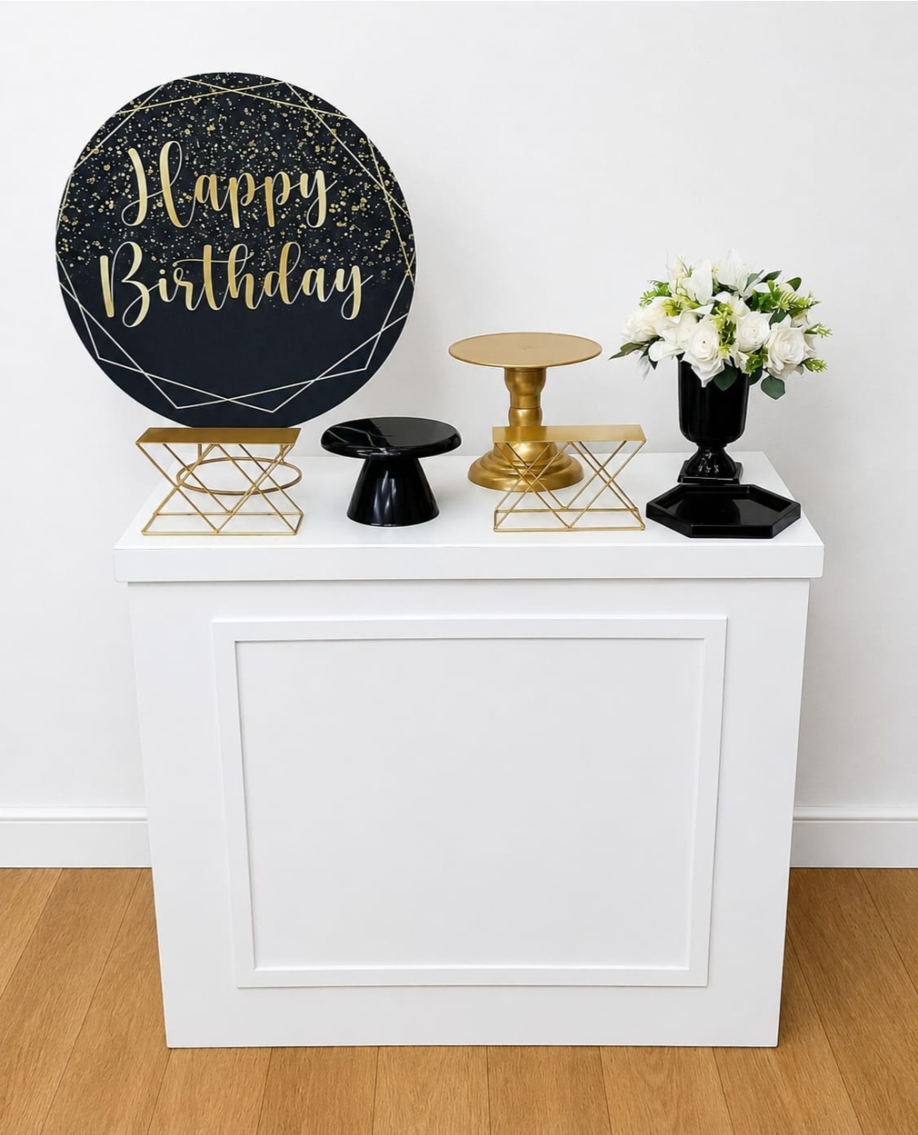 Happy Birday Preto/Daurado Kit Mesa Menina - DFEST PEGUE E MONTE