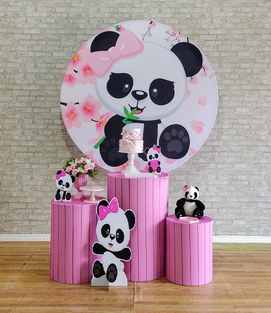 Ursinha Panda Rosa Kit Prata   - DFEST PEGUE E MONTE