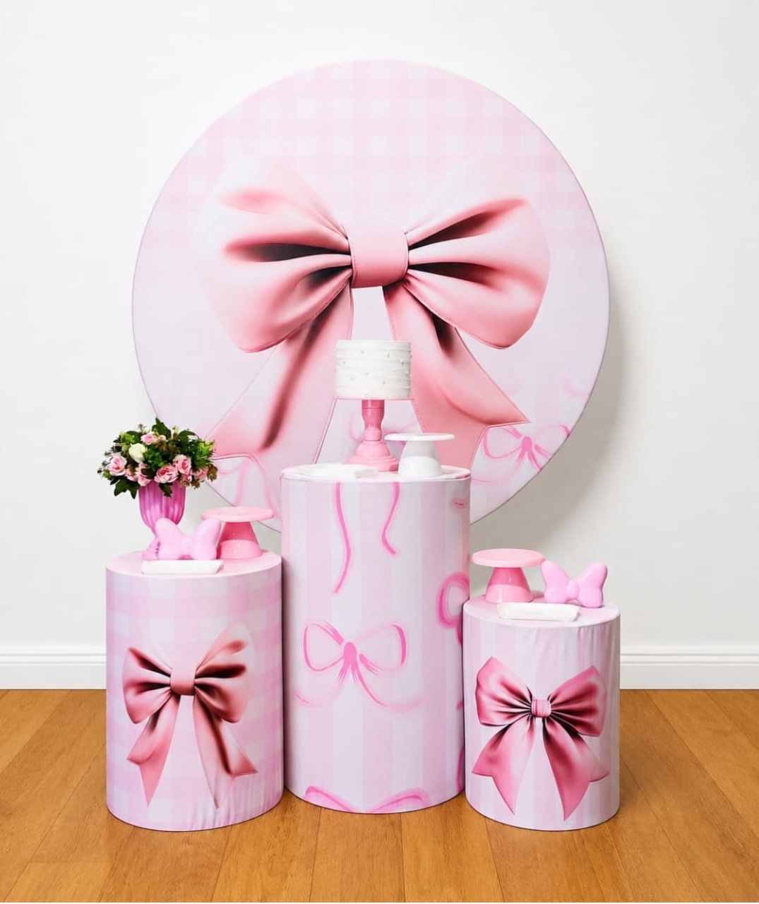 Laço Rosa Kit Prata - DFEST PEGUE E MONTE