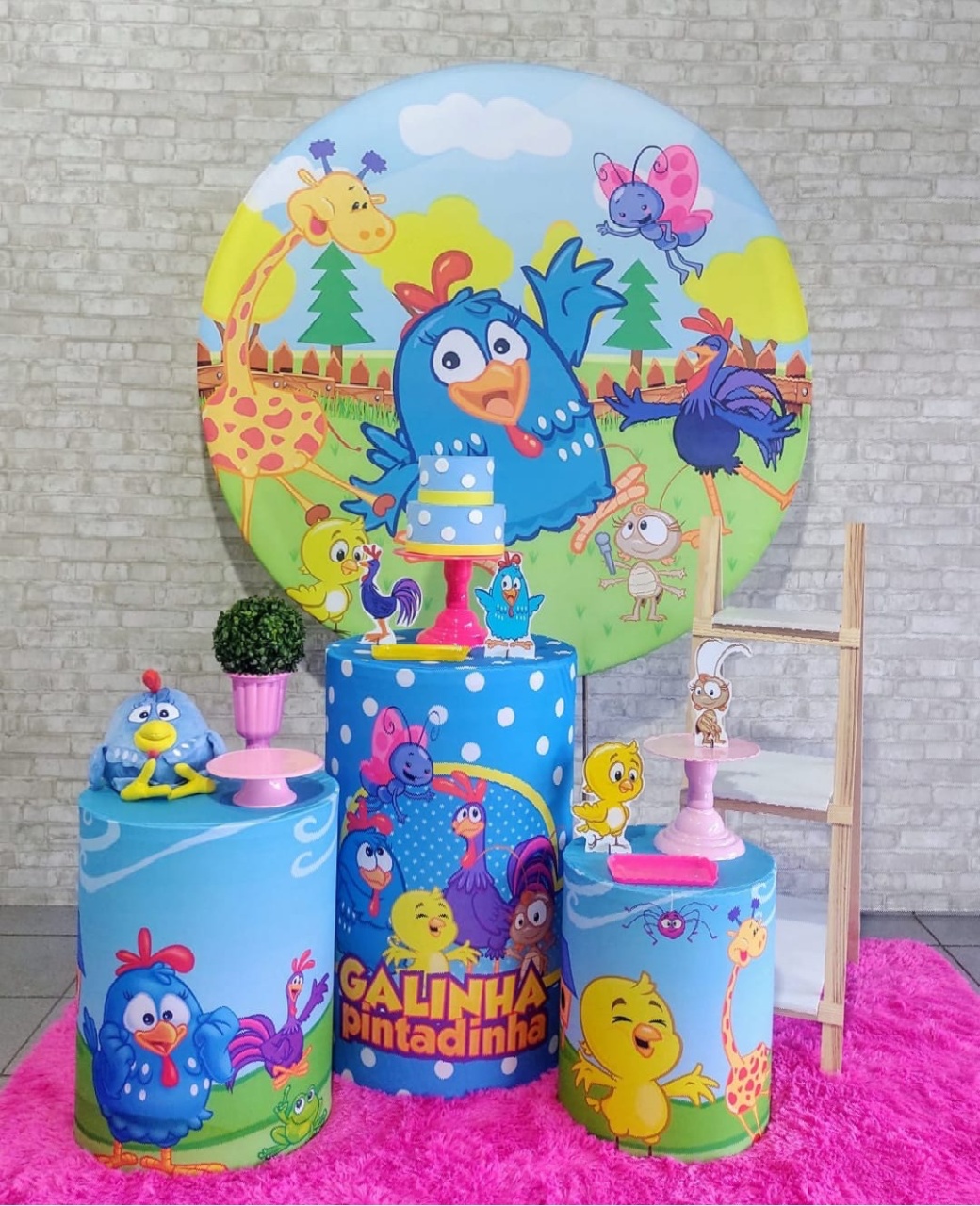 Galinha Pintadinha Rosa Kit Composicao  - DFEST PEGUE E MONTE